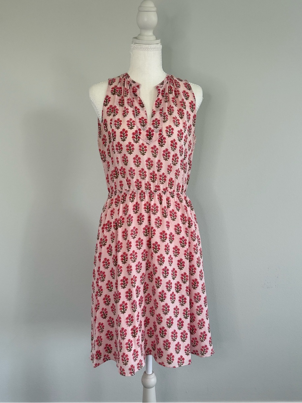 Rebecca Taylor Valentina Silk Pink Floral Sleeveless Sundress, Powder Pink